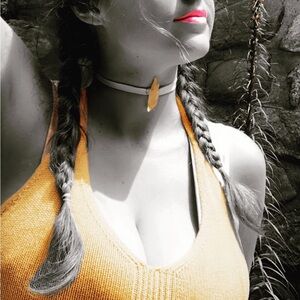 Large yellow crystal white leather wrap necklace/bracelet